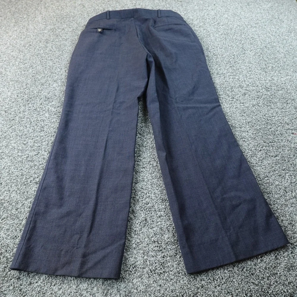VTG Lands End Pants Mens 34X28 Blue Wool Chino Dress Trouser Flat Front USA Work